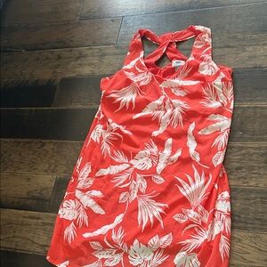Red Tropical Print Racerback Dress